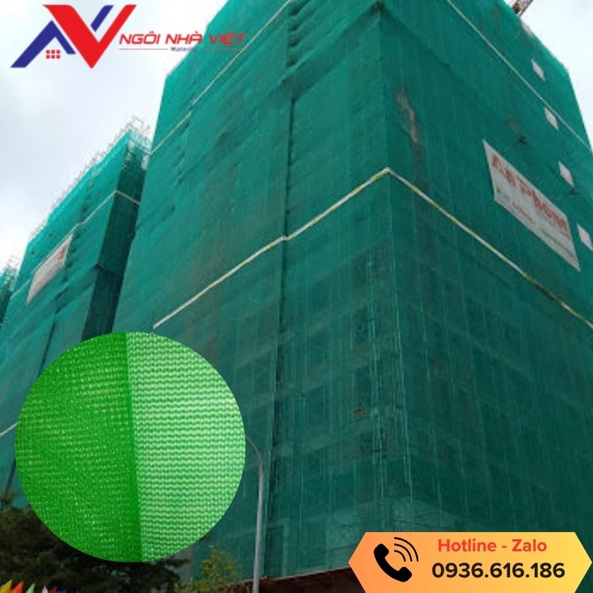 Công trình sử dụng lưới chắn bụi màu xanh lá của Vật tư giá tốt Công trình sử dụng lưới chắn bụi màu xanh lá của Vật tư giá tốt