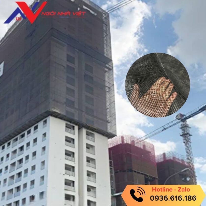 Công trình sử dụng lưới bao che màu đen Công trình sử dụng lưới bao che màu đen