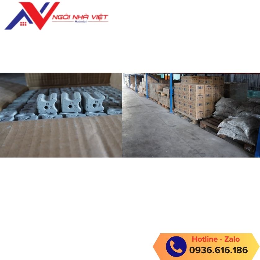 Con kê cột vách bê tông đúc sẵn có lỗ buộc kẽm được đóng thùng gọn gàng Con kê cột vách bê tông đúc sẵn có lỗ buộc kẽm được đóng thùng gọn gàng