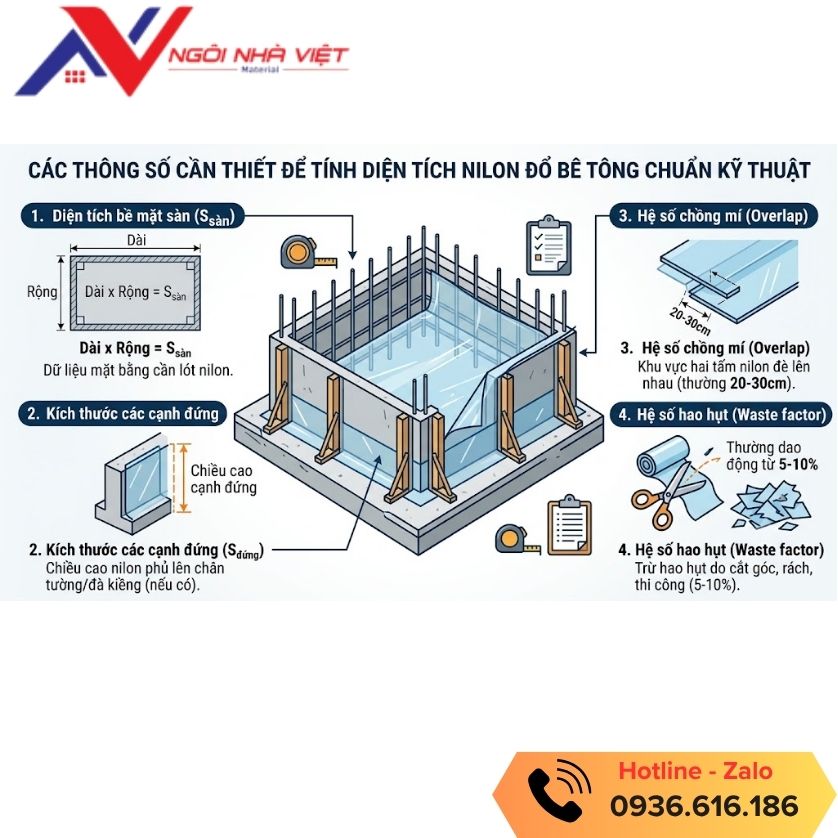 Tính diện tích nilon cần dùng Tính diện tích nilon cần dùng