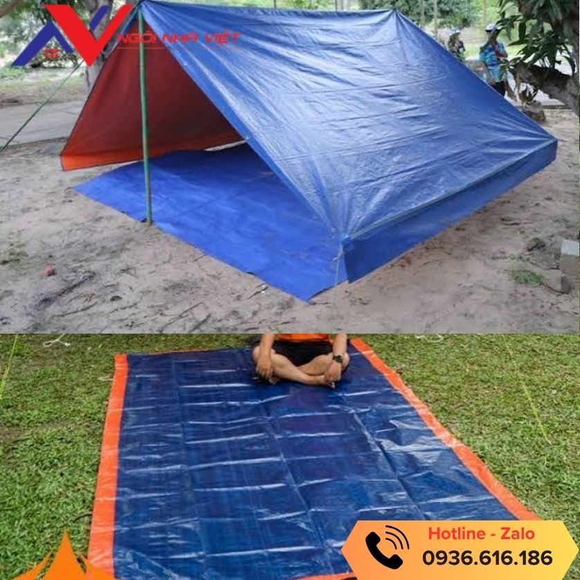 Bạt xanh cam dùng làm lều trại khi du lịch Bạt xanh cam dùng làm lều trại khi du lịch