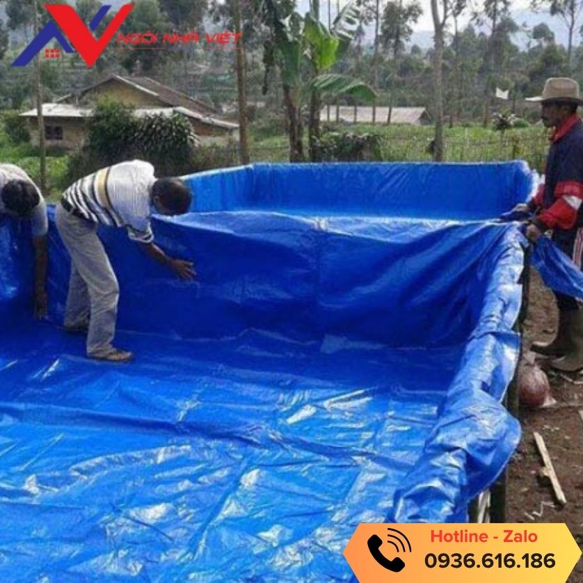 Bạt xanh cam còn được dùng làm hồ bơi, ao nuôi lươn ốc ếch Bạt xanh cam còn được dùng làm hồ bơi, ao nuôi lươn ốc ếch